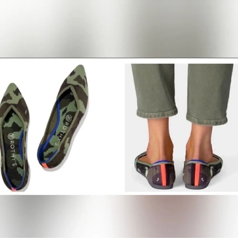 Rothy's The Point Olive Limited Edition Camo Flats Loafers
